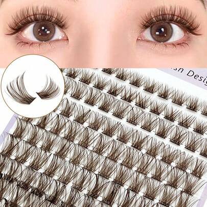 Asiteo 120 st D-curl individuella franskluster 8–16 mm DIY bruna franskluster extra tjocka & fluffiga & naturligt utseende återanvändbara individuella