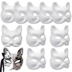 zrfgbxim 10 stycken rävmasker att måla, Therian mask, rävmasker, vita gör-det-själv djurmasker att måla, omålade gör-det-själv pappersmask för halloween cosplay maskerad fest maskerad bal masker
