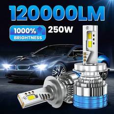 2 paket H7 LED Canbus bilstrålkastare Super HB4 H11 H4 H1 9012 HB3 9005 9006 Lampor Plug-N-Play-lampor 250W 6000K Autolampa - Vitt