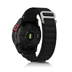 KeeFos 26 mm QuickFit Alpine Loop armband kompatibelt med Garmin Fenix 7X Pro Solar/Garmin Instinct 2X/Fenix 7X, Nylon Titanium G-Hook armband för Fenix 6X GPS/Fenix 6X Pro - svart