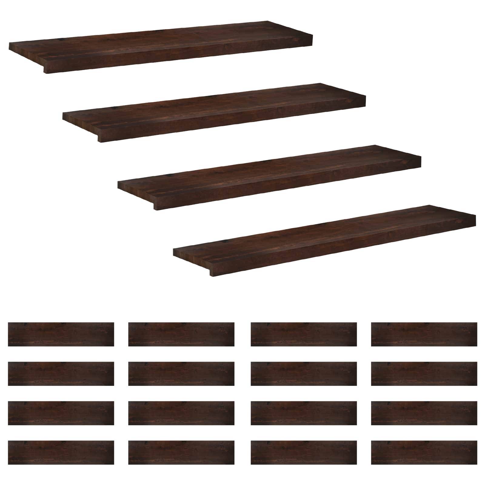 vidaXL Trapstegsmattor 20 st 120 x 30 x 2 cm Mörkbrun Massivt bokträ