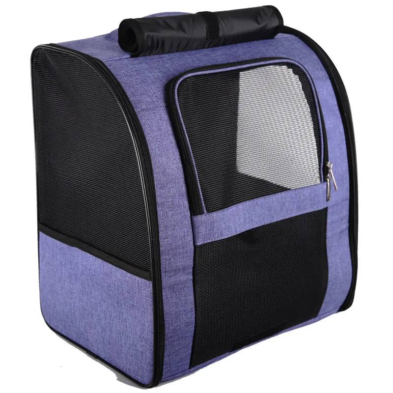 Foldable Breathable Pet Carrier Backpack – Shoulder Bag for Cats & Small Dogs - Purple / L (L)
