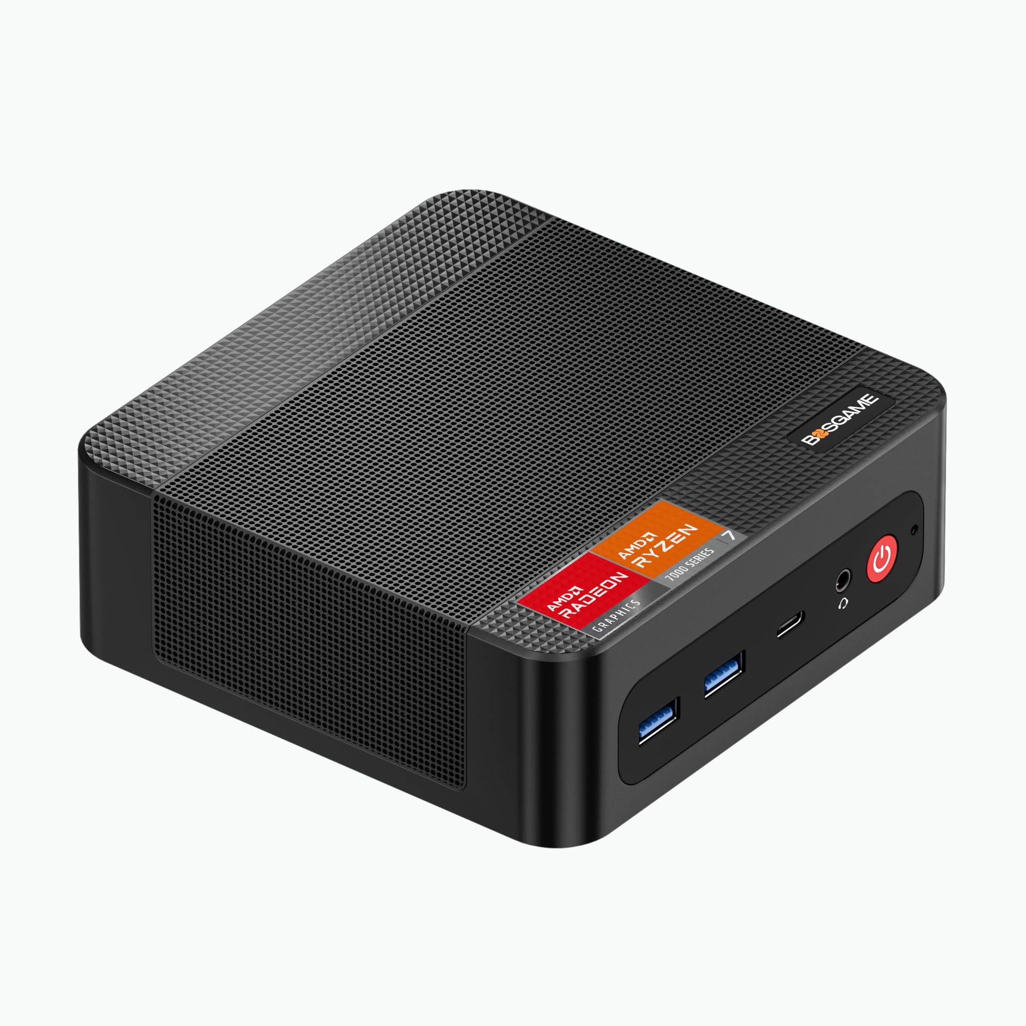 BOSGAME Mini PC P4 Ultra Ryzen 7 7730U 16GB DDR4 512GB SSD Windows 11 Pro 6E Bluetooth 4K simultaneous output LAN x 2 support Compact Desktop PC