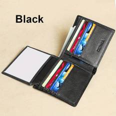 TEMU Men's Genuine Leather Anti Theft Brush Wallet Retro Bifold Short Multifunction Id Credit Card Holder With 2 Id Wallets