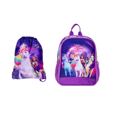 Unicorn Academy – Lille Rygsæk 26,5x21x10 cm + Gympose 35x45 cm (bundle) - Klar til levering - Prismatch