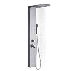NAIZY Duschpanel 4-i-1 duschsystem multifunktionell dusch regndusch set 304 rostfritt stål duschset med handdusch massagedusch vattenfallsdusch och regndusch, silver