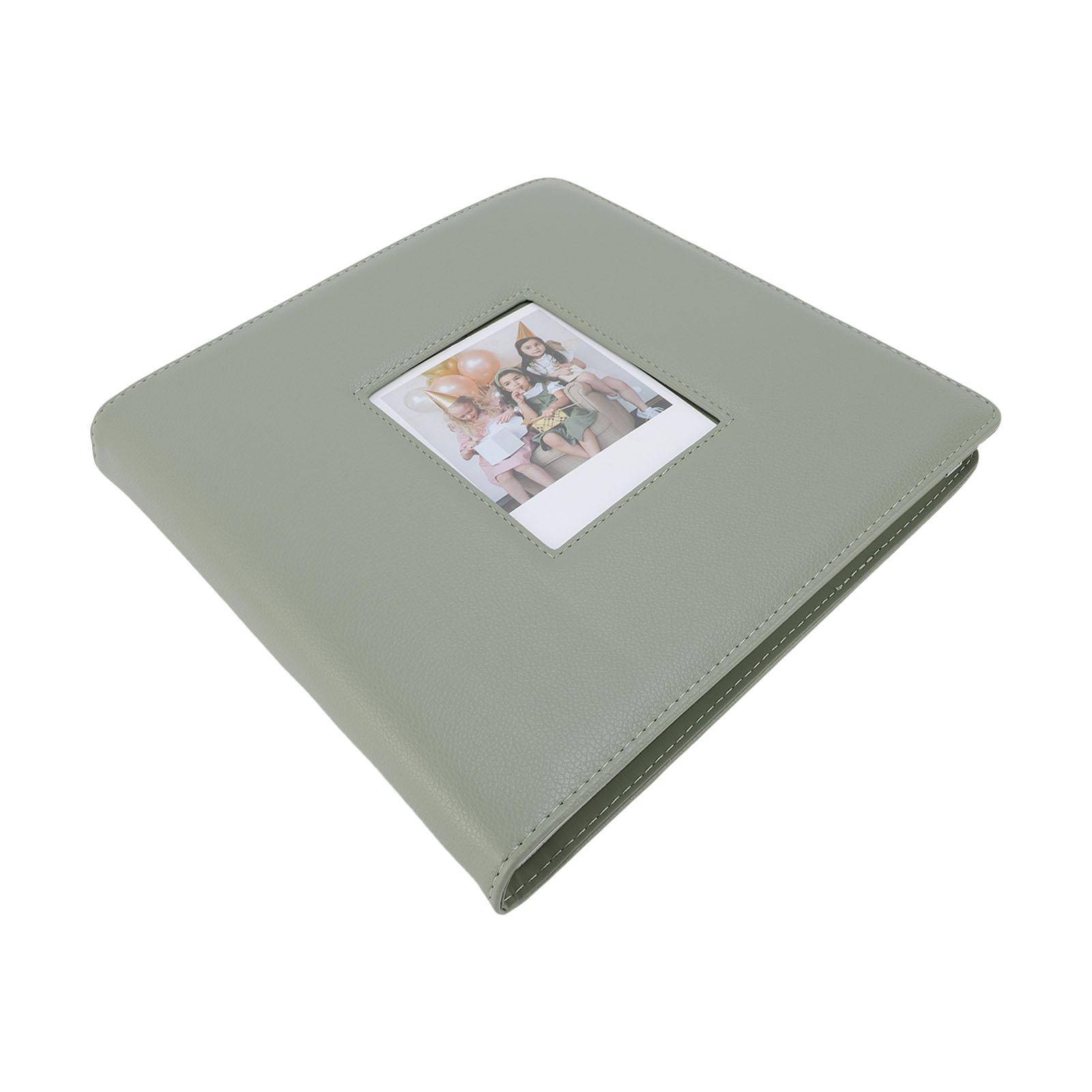 Fotoalbum Passar för Polaroid Wide 300 400 90x110mm Foton 36 Sidor Kapacitet för 288 Bilder PU-läder Omslag Fönster på Framsidan grön