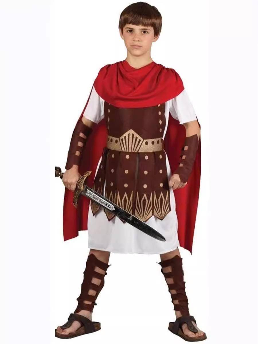 Spartansk Krigare Kostym Rollspel Set Antik Romersk Gladiator Riddare Hjälm Rustning Vuxna Barn Halloween Cosplay Outfit cm röd