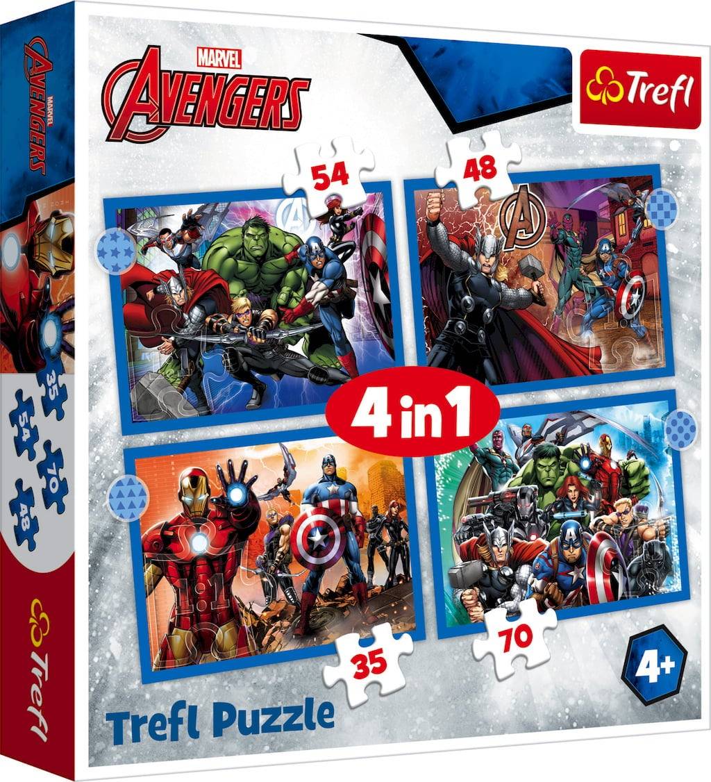 Trefl 4in1 Pussel - Marvel Avengers (35, 48, 54, 70 bitar)