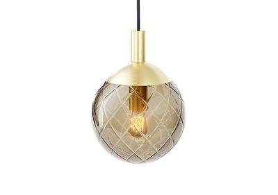 Cassøe Luna pendellampe – bruntonet glas - messing roset