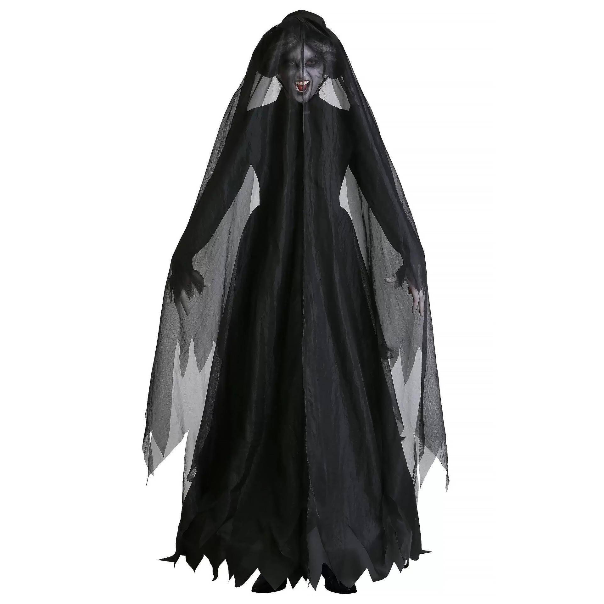 Halloweenkostym, spökbrud häxa vampyr cosplay show spelkostym skräck Europeisk kappa cos cm black