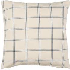 Ib Laursen Pude Ebbe Natur M/mørkeblåt Ternet Mønster - L:50 B:50 cm Soffkuddar Från Magasin - Blå (L:50 B:50 cm)