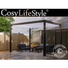 Bioklimatisk pergola pavillon /Havepavillon Génova m/LED-Lys, 4x3m, Antracit/Hvid