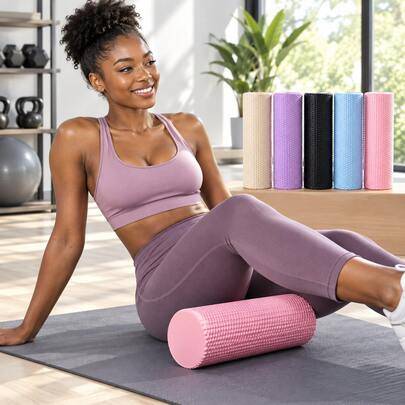 1 st flerfärgad slumpmässig foamroller, lämplig för fitness, yoga och träning, med texturerad design, kan användas för rygg, ben, höfter och helkropps - Multifärgad (En-Storlek)