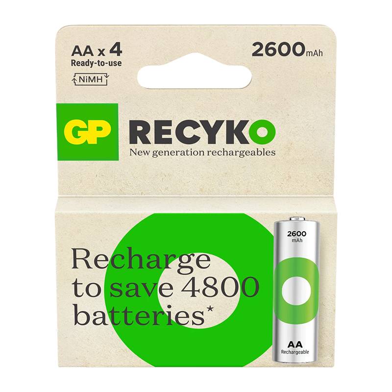 GP Recyko AA-batteri 2600mAh 4-pack