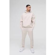 Överdimensionerad Limmad Scuba-Träningsdräkt Med Huva, Beige - XL