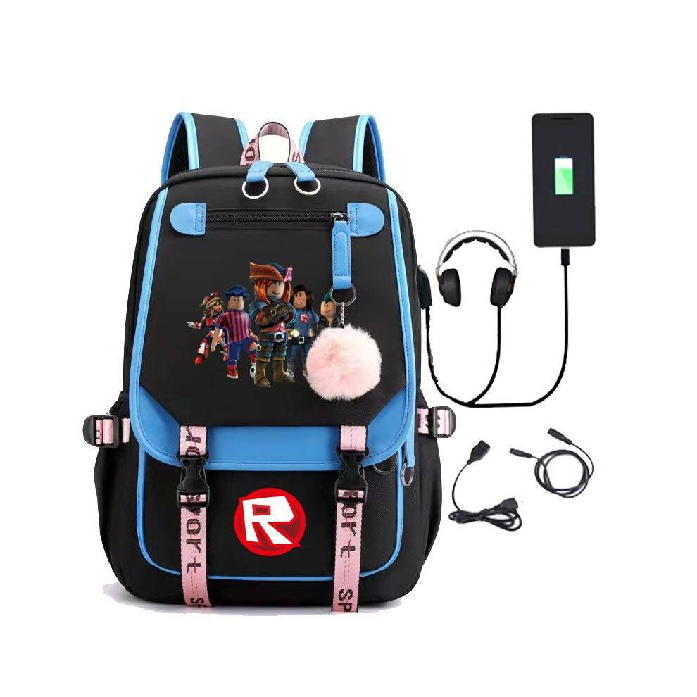 (16, Backpack) Roblox Gaming Backpack with USB Charging Port Large Capacity Laptop Backpack for Teens Boys Girls