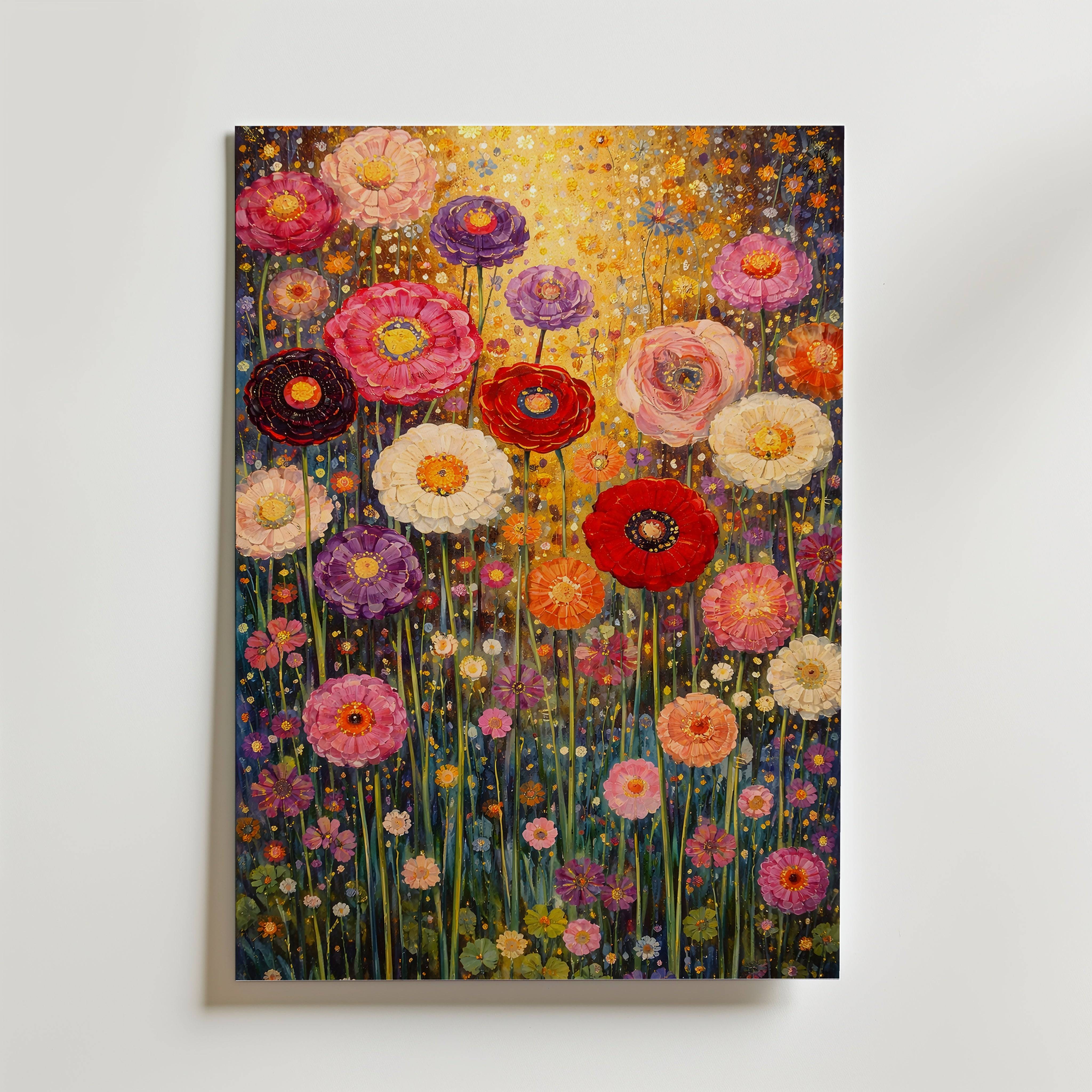 Gustav Klimt Floral Reverie Garden Poster - Premium Canvas 70x100 cm Utan passepartout