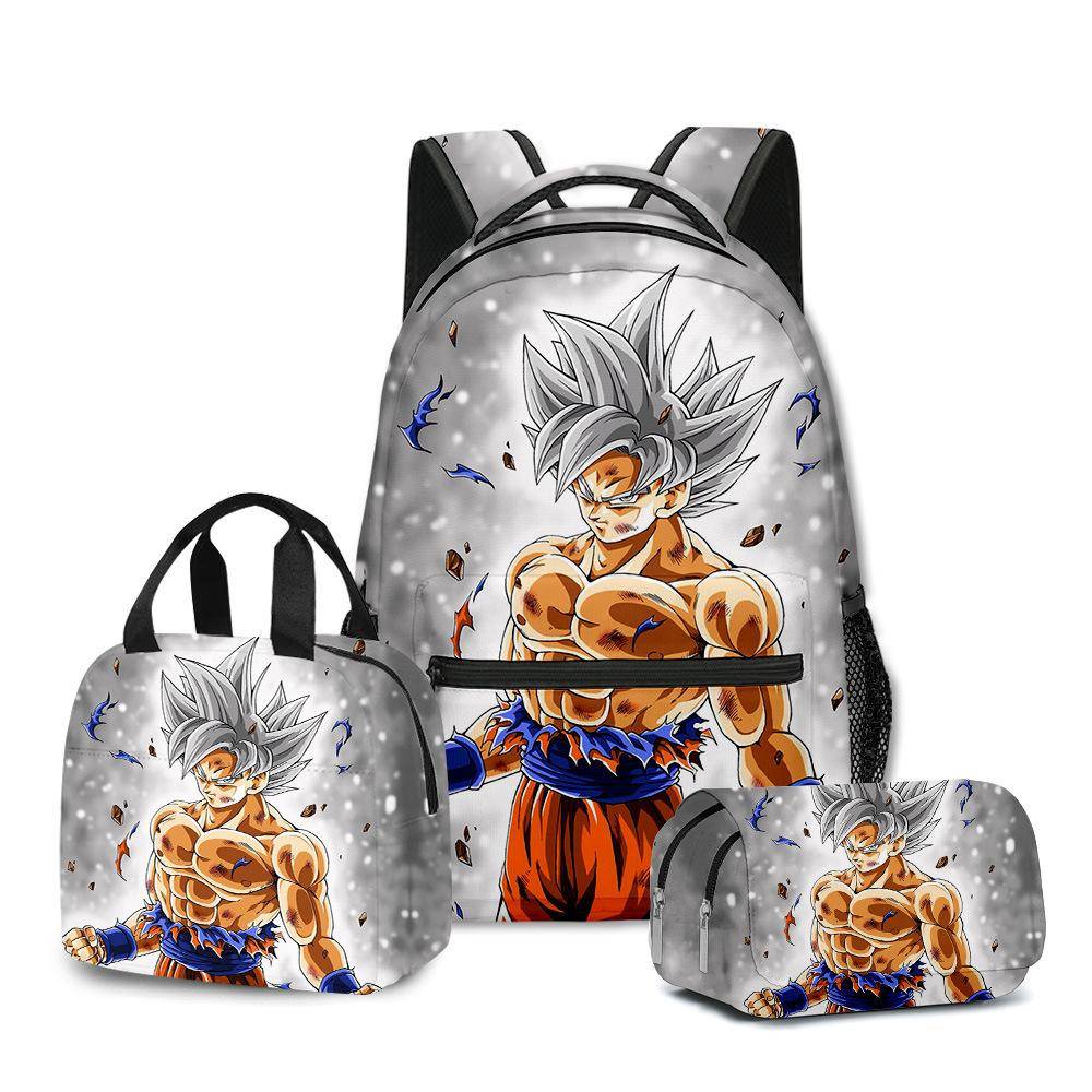 3D-animation Wukong Dragon Ball Super Elev Skolväska Ryggsäck Matsäck Pennfodral Tre-delat Set