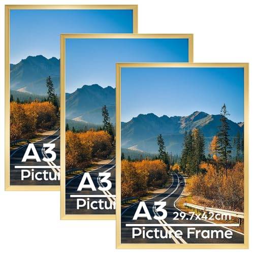 Vasemouh 3 A3-fotoramar för foton, diplom, bilder, guld A3-ram