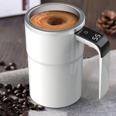 TEMU Usb Rechargeable Self-stirring Coffee Mug - Portable, Magnetic Rotating Cup With For Smart Temperature Display For Use