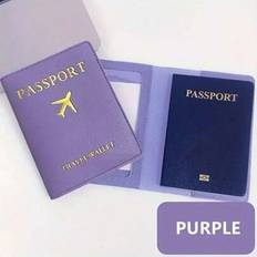 Passportväska i PU-läder - Resepasshållare, Passplånbok, Vattentät rese- och företagsutrustning, Bärbar rese- och företagsutrustning - Multifärgad (1 rosa passinnehavare,1 brunt passinnehavare,1 svart passinnehavare,1 lila passinnehavare)