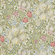 Morris & Co Tapet Golden Lily Green/Red