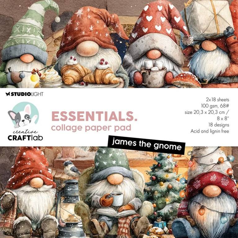 Pappersblock - 20x20cm - Collage - James the Gnome