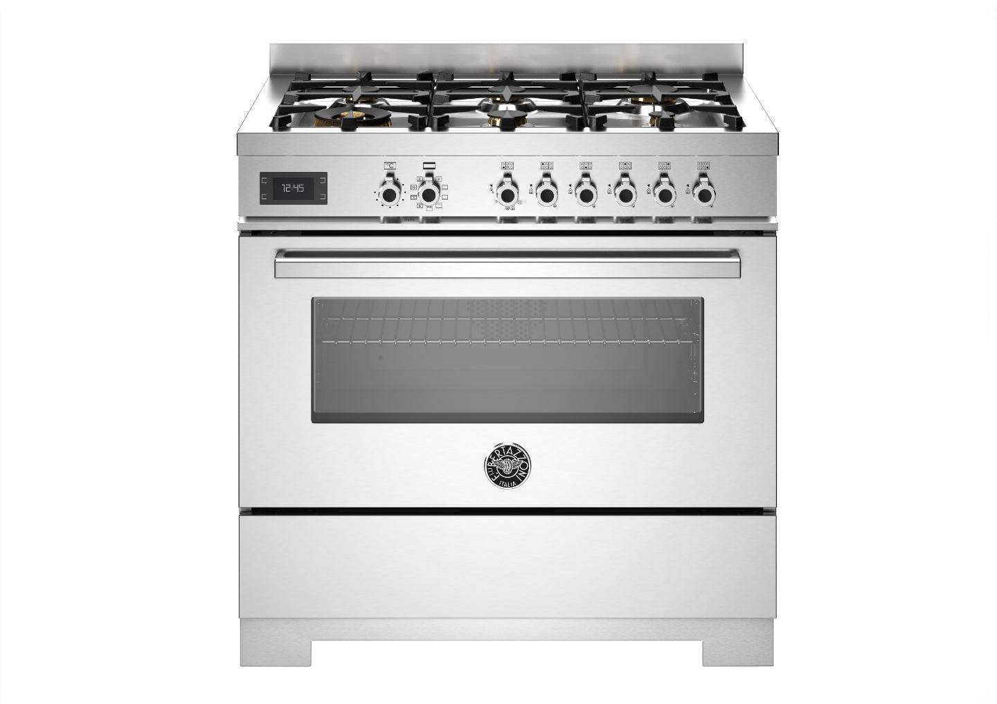 Bertazzoni, Professional-serien, Gaskomfur, 90 cm, 6 gasblus, 1 ovn. Rustfrit stål.