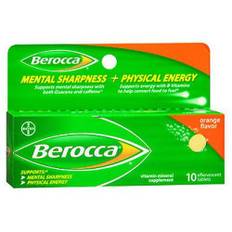 Berocca, Berocca Mental Sharpness + Physical Energy Vitamin Mineral Supplement, Orange Flavor 10 Tabs