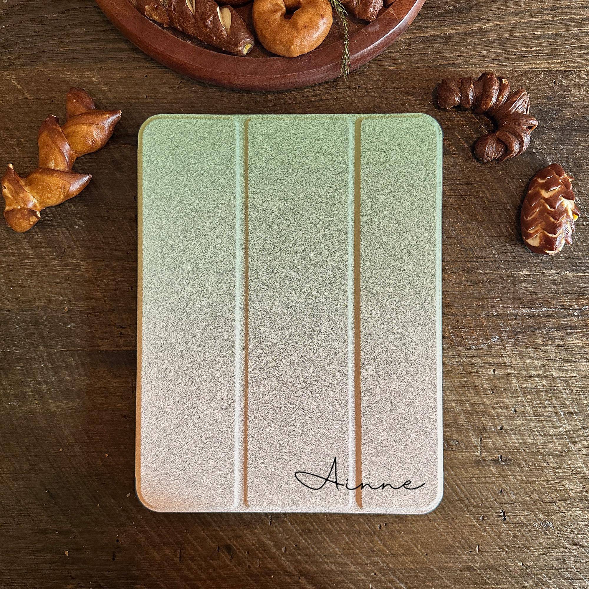 Custom Name iPad case with Gradient color with Apple Pencil Holder Cover for Air/Pro/Mini Case 11 12.9 13 Inch 2024 M2 M4 iPad case