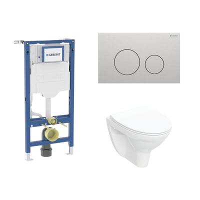 Geberit Duofix 112 cm toiletpakke inkl. Ifö Spira Classic væghængt toilet + toiletsæde, Geberit Sigma40 round, børstet stål