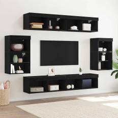 Svævende hylde 2 stk sort eg 40x28,5x40 cm ingeniørtræ