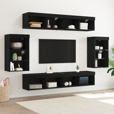 Svævende hylde 2 stk sort eg 40x28,5x40 cm ingeniørtræ