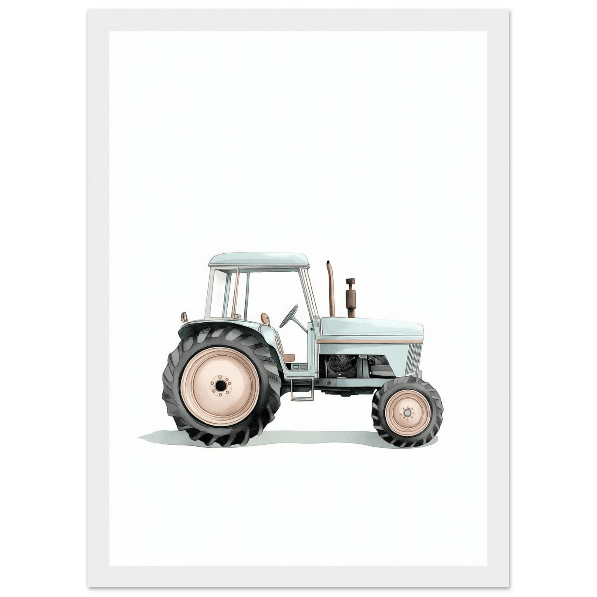 Grön traktor poster-21x29.7 cm / 8x12" / Med ram / Vit