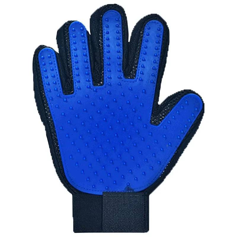 Pet Grooming Massage Gloves - Cat Comb - Rubber Cat Cleaning Brushes - Dog Hair Removal Comb - Bath Brush - Pet Supplies for Cats and Dogs - Blue Right