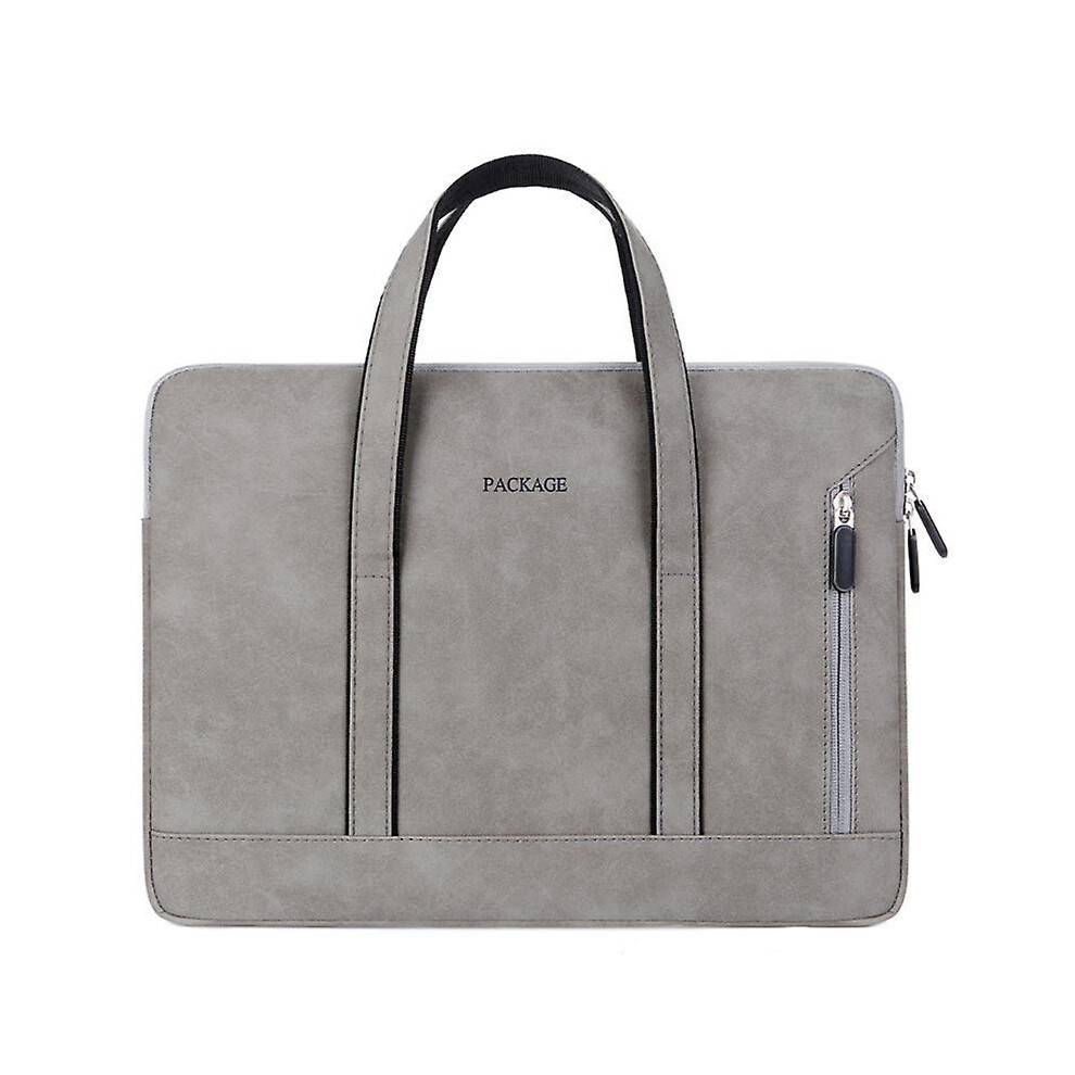 (15.6, Light gray) Fashionable Laptop Bag Women Portable Briefcase Waterproof Computer Sleeve Case