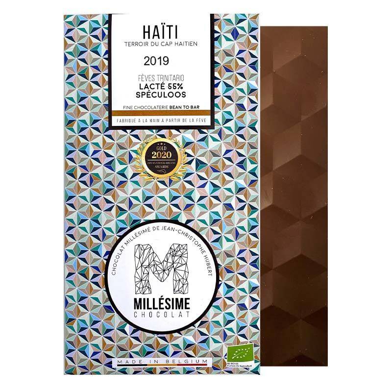 Exklusiv ekologisk 55% choklad med kakcrisp & kanel - Millésime Haiti (20g)