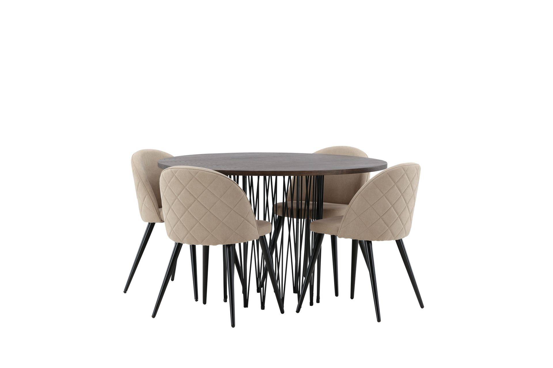 Matgrupp Alismo 120 cm Rund med 4 Longreone stolar - Beige Brun,Beige Venture Home