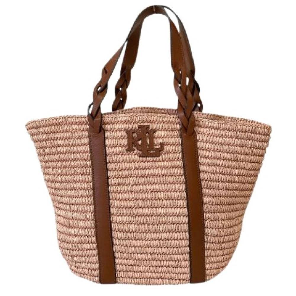 Ralph Lauren Pre-owned, Vintage , Dam, ONE Size, Läder, Pre-owned Lauren Väska i Strå och Läder