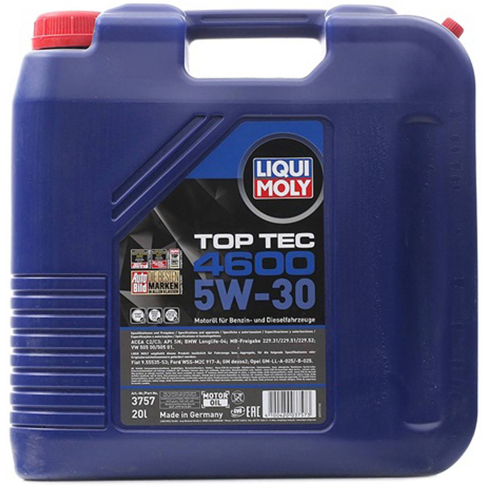 LIQUI MOLY 3757 Motorolja 5W-30, Innehåll: 20l, Syntetolja