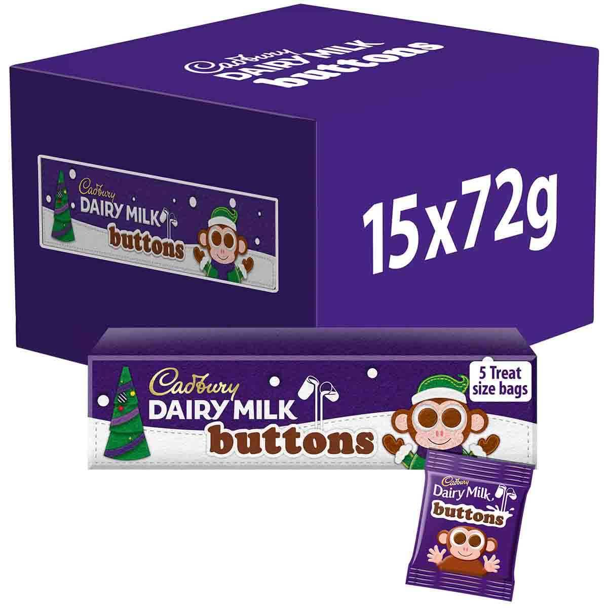 Cadbury Christmas Chocolate Buttons Tube 72g (Box of 15)