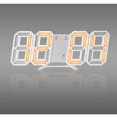 Led digital väckarklocka med laddning modern 3d stora väggklocka elektroniska självlysande bordsklockor för väckning heminredning - orange a