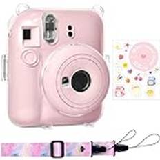 Rieibi Linsskydd för Instax Mini Evo, Fuji Mini tillbehör till Fujifilm Instax Mini Evo linsskydd Mini Evo Linsskydd Mini Evo objektivlock, Rosa klistermärke, För Fuji mini 12
