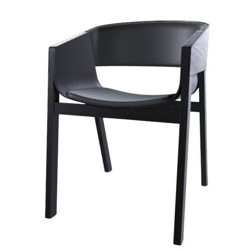 Merano Spisebordsstol Med Armlæn Med Polstret Sæde & Ryg Sort/Prescott Black.