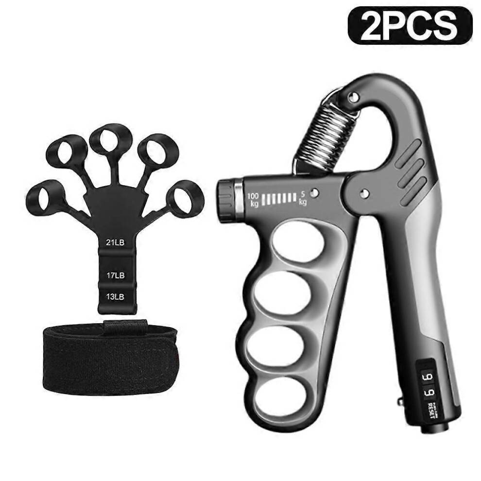 (2PCS Set) 5-100Kg Adjcomtable Heavy Hand Gripper Fitness Hand Exerciser Grip Wrist Training Finger Gripper Hand Strengthener for Patient