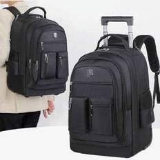 1st multifunktionell dold ryggsäck med dragstång med hjul, stor kapacitet - lämplig för universitet, företag, utomhus, passar 16&#34; bärbar dator, bärbar - Svart