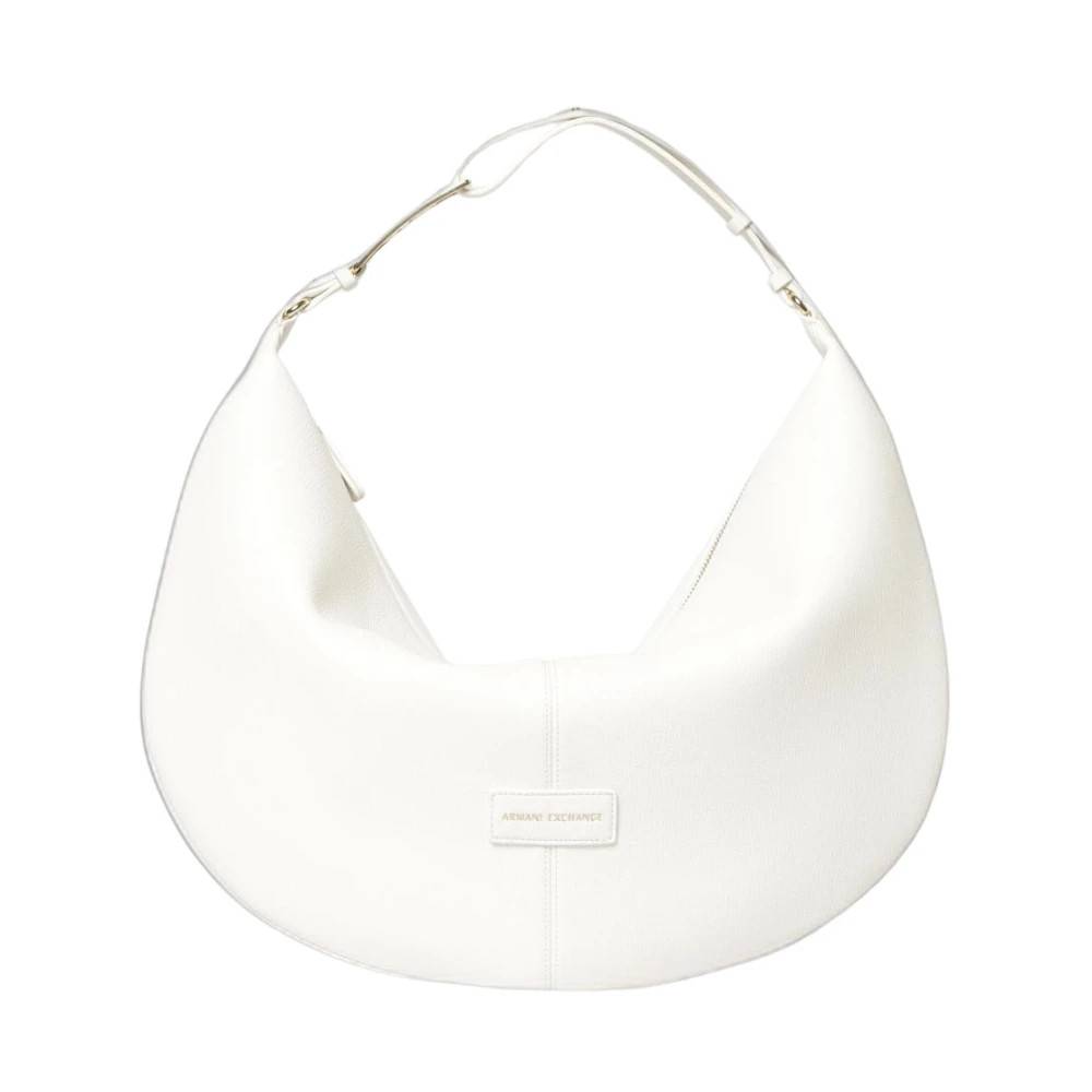 Armani Exchange Grained Faux Leather Hobo Bag - Tasker - Dame - Hvid - ONE SIZE - Uld