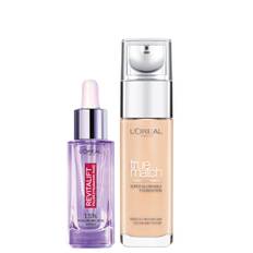 L’Oreal Paris Hyaluronic Acid Filler Serum and True Match Hyaluronic Acid Foundation Duo (Various Shades) - 4W Golden Natural