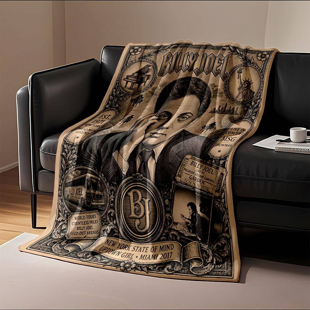 Billy Joel Vintage Concert Art for all seasons blanket lunch break throw gift
